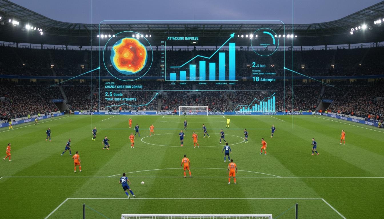 Football. "Individual Team Total" betting strategy: Indicators of the volume of chances