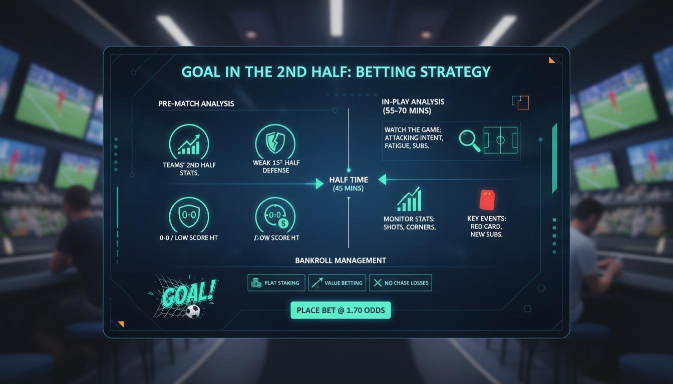 Football. Betting strategy for “goal in the second half”